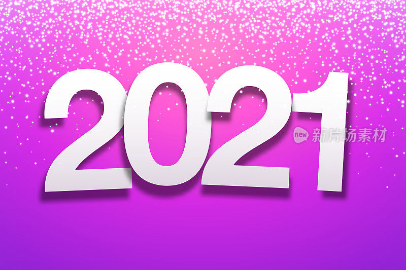2021 - Paper Font with gold glitter on Purple Background